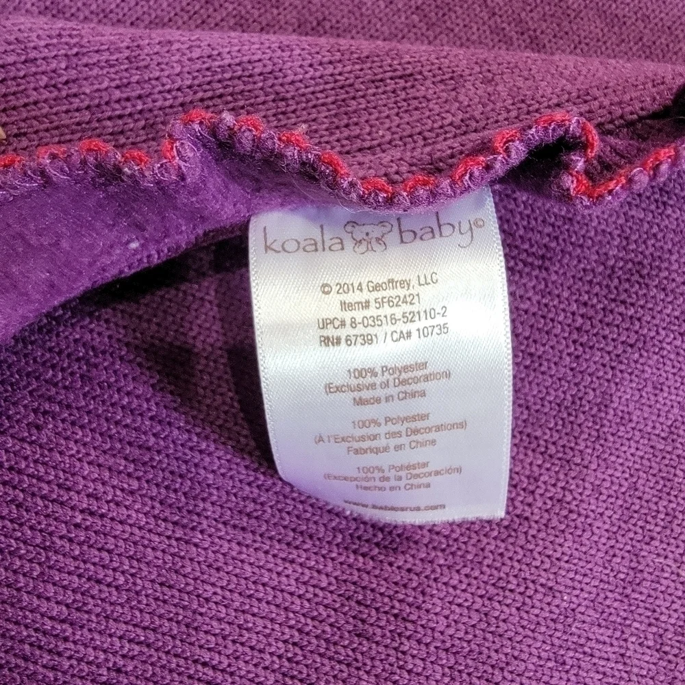 KOALA Baby Toys R us Purple Knit Baby Blanket Butterfly Ruffle edges lovey